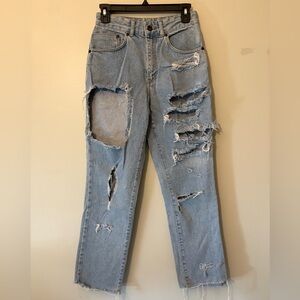 The Ragged Priest Light Blue Distressed Straight Leg Jeans, Size 28 Women’s